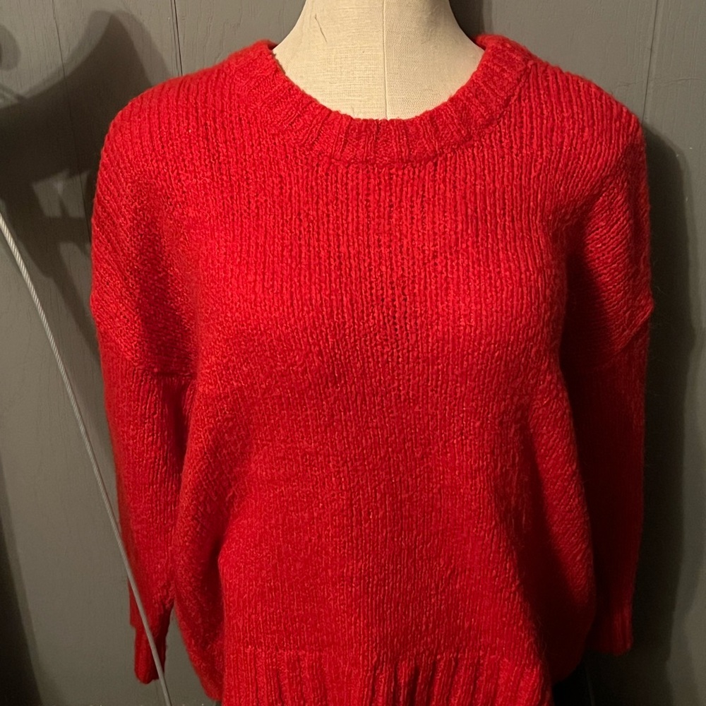 Two aerie oversized sweaters. Red is xs and blue is s. Measurements in photos.